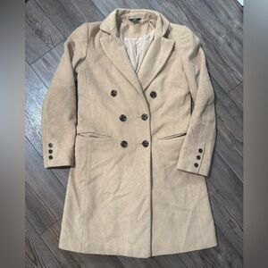 F&F Camel Wool Blend Double Breasted Coat Women’s Tailored Classic